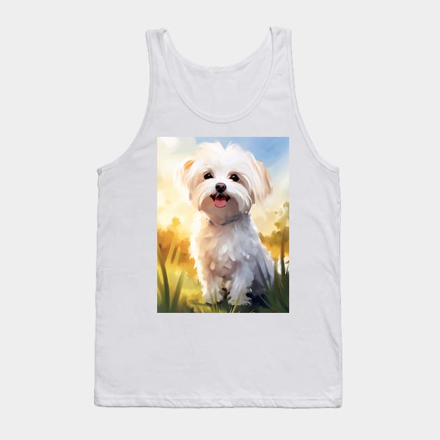 Adorable Maltese Dog on a Sunny Day Tank Top by designs4days